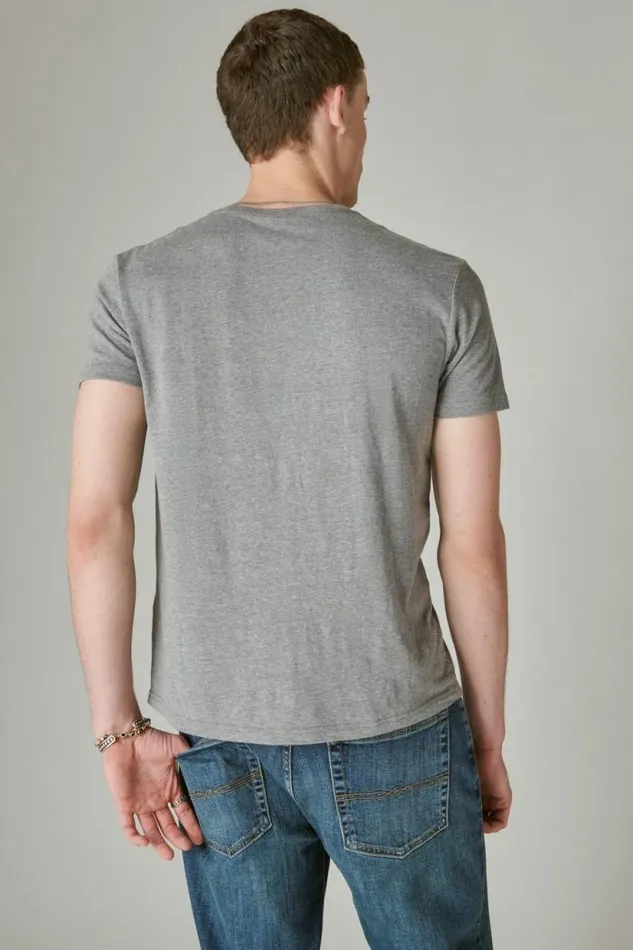 Lucky Brand Royal Flush Tee Heather Grey Men Graphic Tees