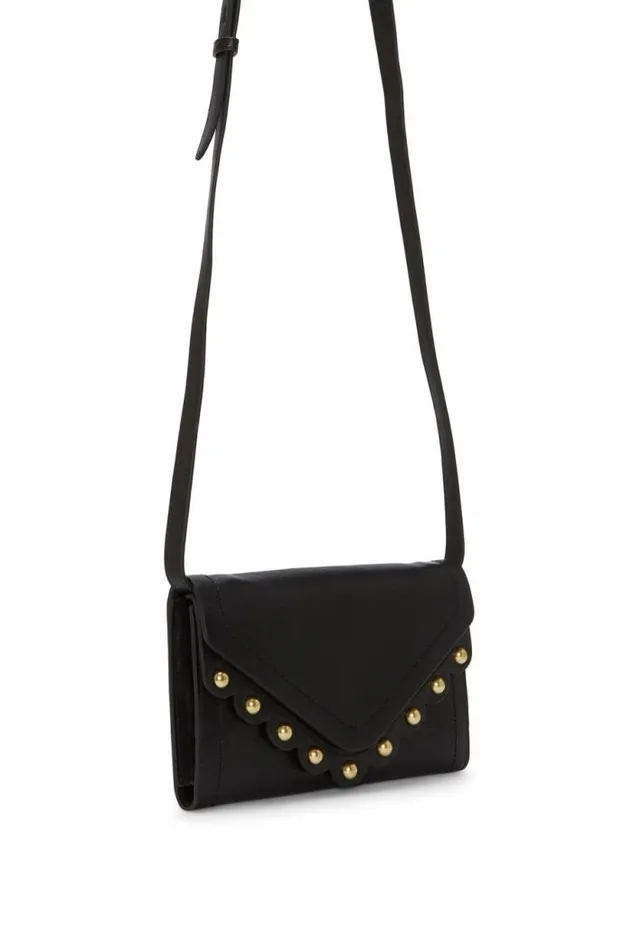 Lucky Brand Ruth Scalloped Crossbody Bag Black Women Handbags