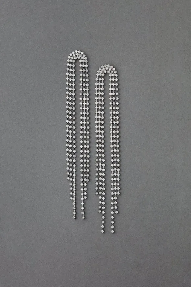 Lucky Brand Sparkle Fringe Earring Silver Women Jewelry