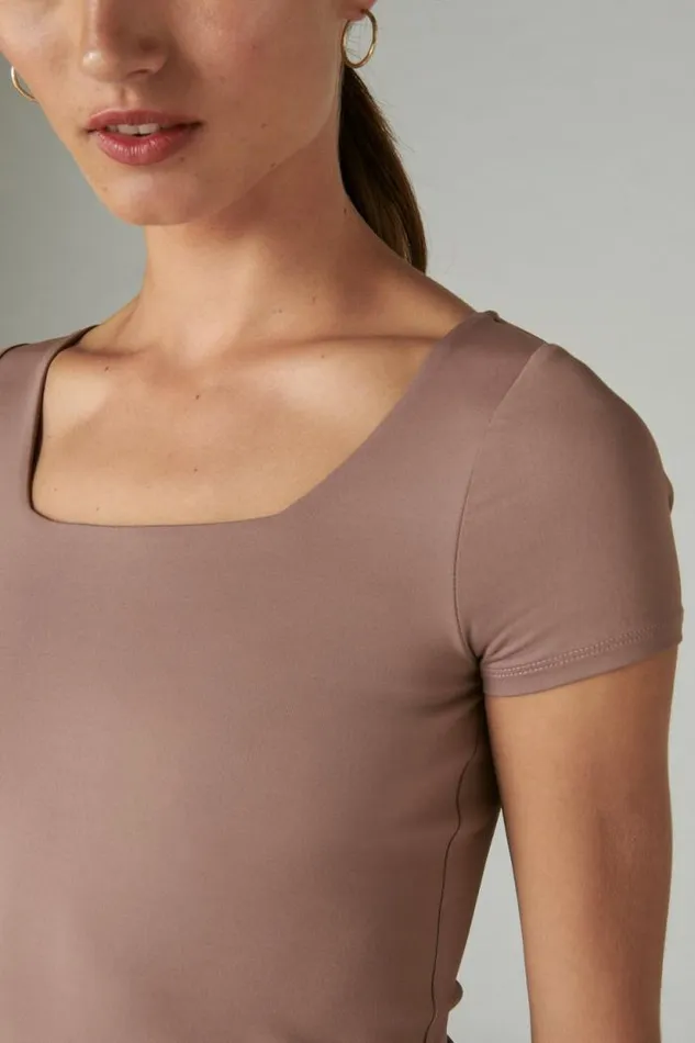 Lucky Brand Square Neck Seamless Top Deep Taupe Women All Tops