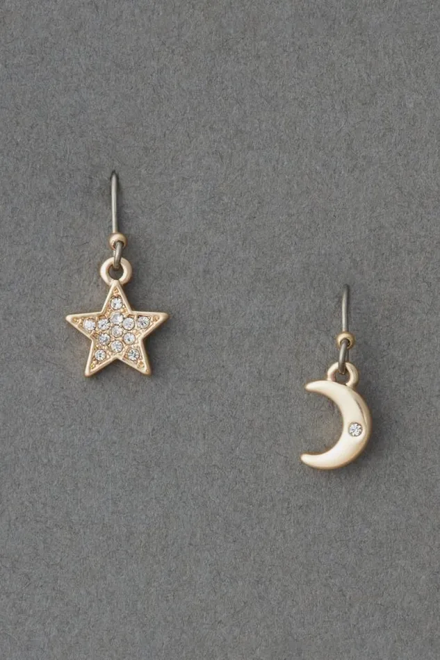 Lucky Brand Star And Moon Earring Gold Women Jewelry