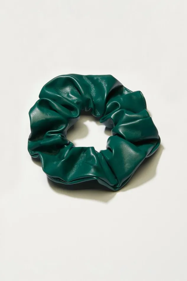 Lucky Brand Vegan Leather Scrunchie Deep Lichen Green Women Hair Accessories