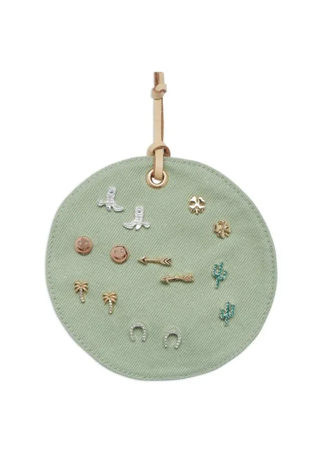 Lucky Brand Washed Denim Western Stud Set Two Tone Women Jewelry