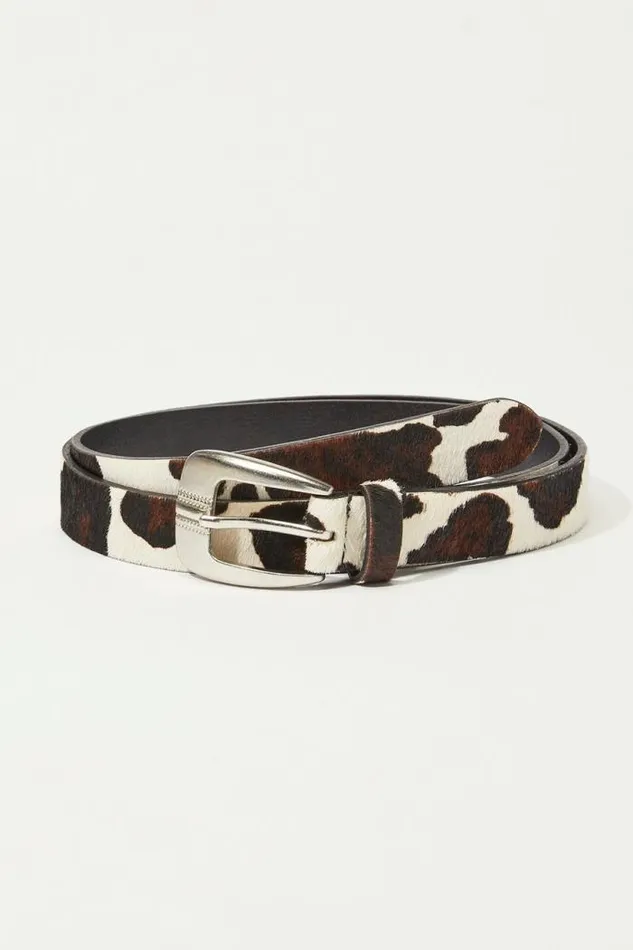 Lucky Brand Western Cow Print Belt Blackwhite Women Belts