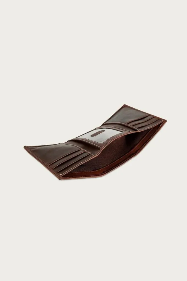 Lucky Brand Western Embossed Leather Trifold Wallet Dark Brown Men Bags and Wallets