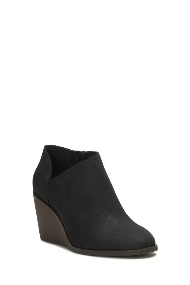 Lucky Brand Zemlin Wedge Bootie Black Women Shoes