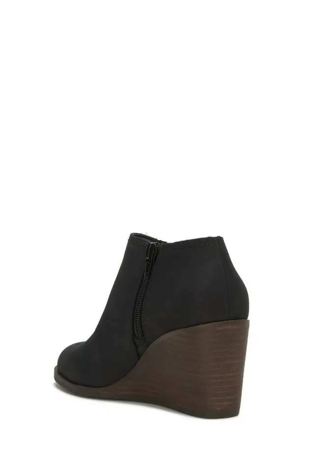Lucky Brand Zemlin Wedge Bootie Black Women Shoes