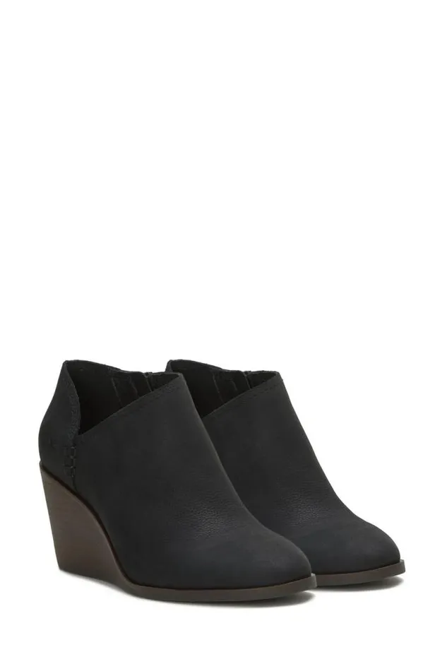 Lucky Brand Zemlin Wedge Bootie Black Women Shoes