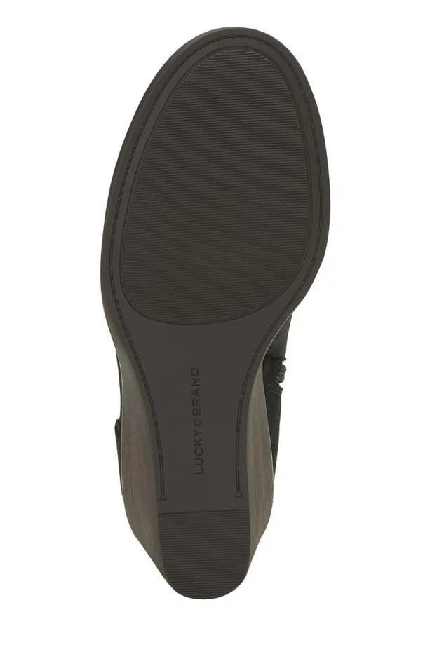 Lucky Brand Zemlin Wedge Bootie Black Women Shoes