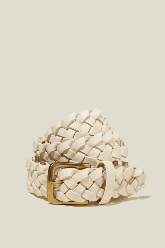 Luiza Braided Weave Belt Ecruantique Gold Women Cotton On Bags and Belts
