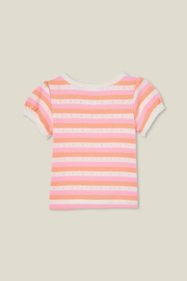Luna Pointelle Tee Vanillablush Pinktropical Orange Stripe Baby Cotton On Tops Jackets and Sweaters Luna Pointelle Tee Vanillablush Pinktropical Orange Stripe Baby Cotton On Tops Jackets and Sweaters