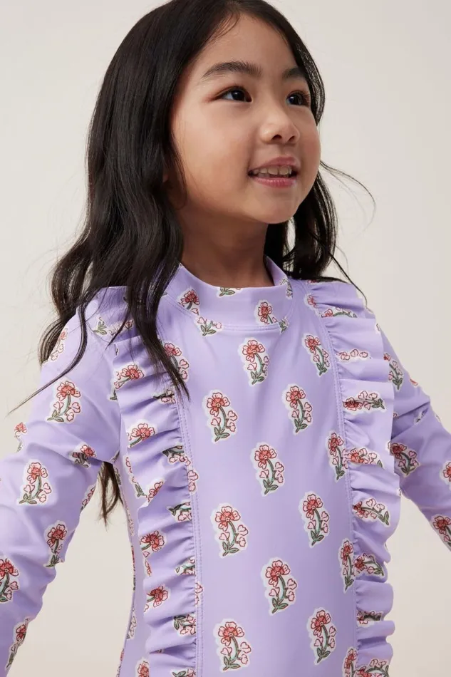 Lydia One Piece Lilac Dropflora Flower Stamp Girls Cotton On Swimwear Lydia One Piece Lilac Dropflora Flower Stamp Girls Cotton On Swimwear