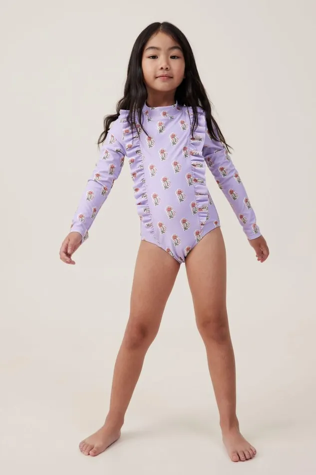 Lydia One Piece Lilac Dropflora Flower Stamp Girls Cotton On Swimwear Lydia One Piece Lilac Dropflora Flower Stamp Girls Cotton On Swimwear