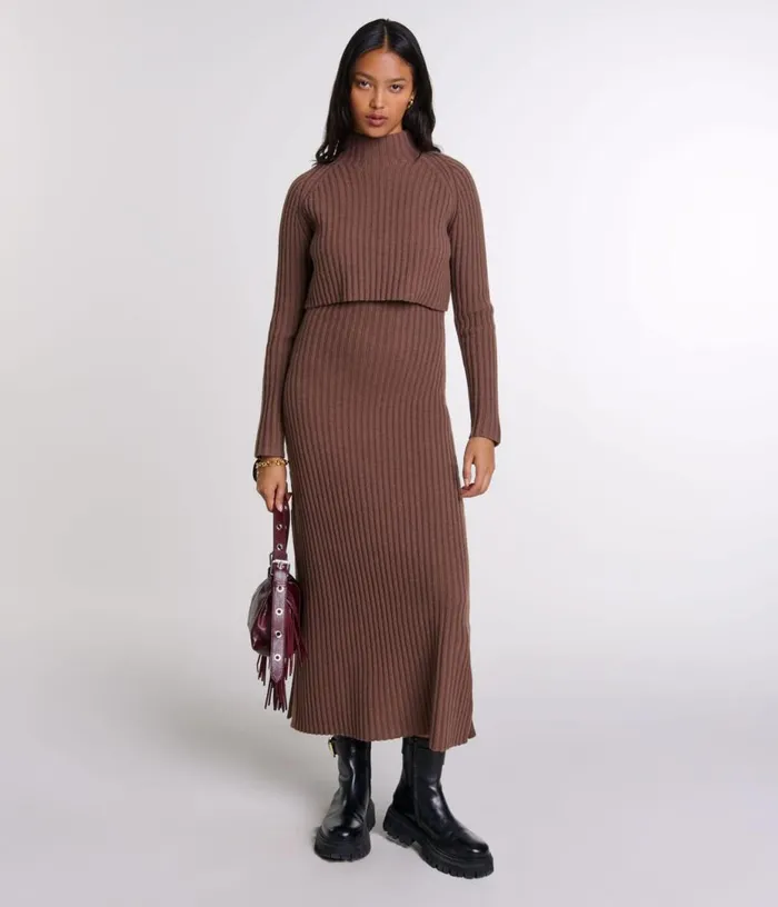 Maje 2in1 Wool Maxi Dress Women Dresses