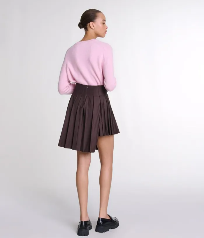 Maje Asymmetrical Pleated Short Skirt Women Skirts and Shorts
