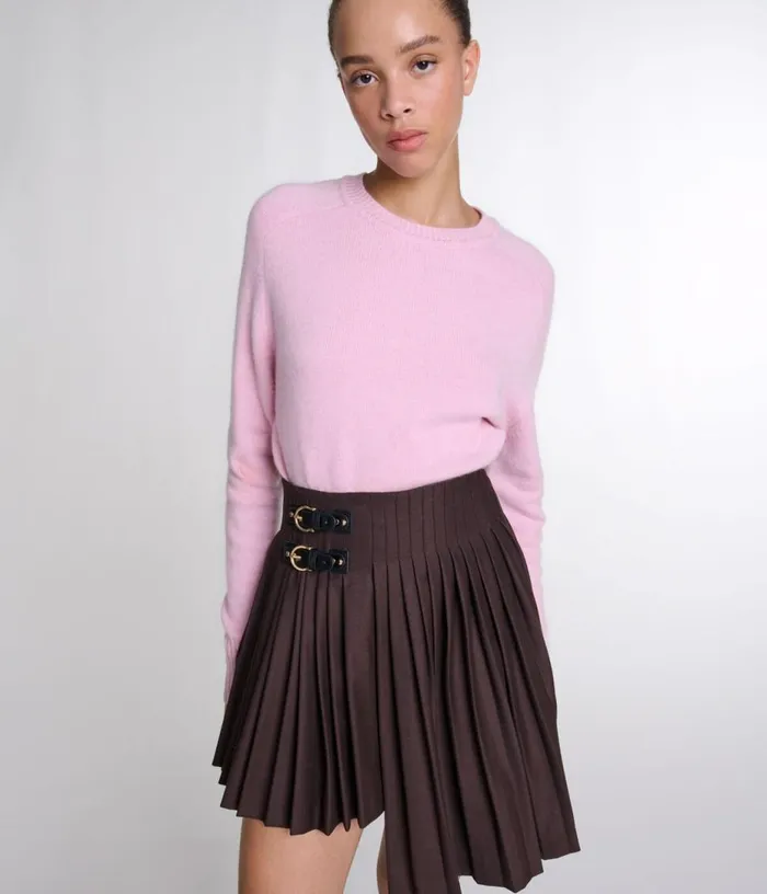 Maje Asymmetrical Pleated Short Skirt Women Skirts and Shorts