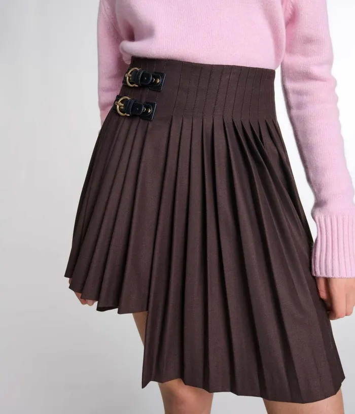 Maje Asymmetrical Pleated Short Skirt Women Skirts and Shorts