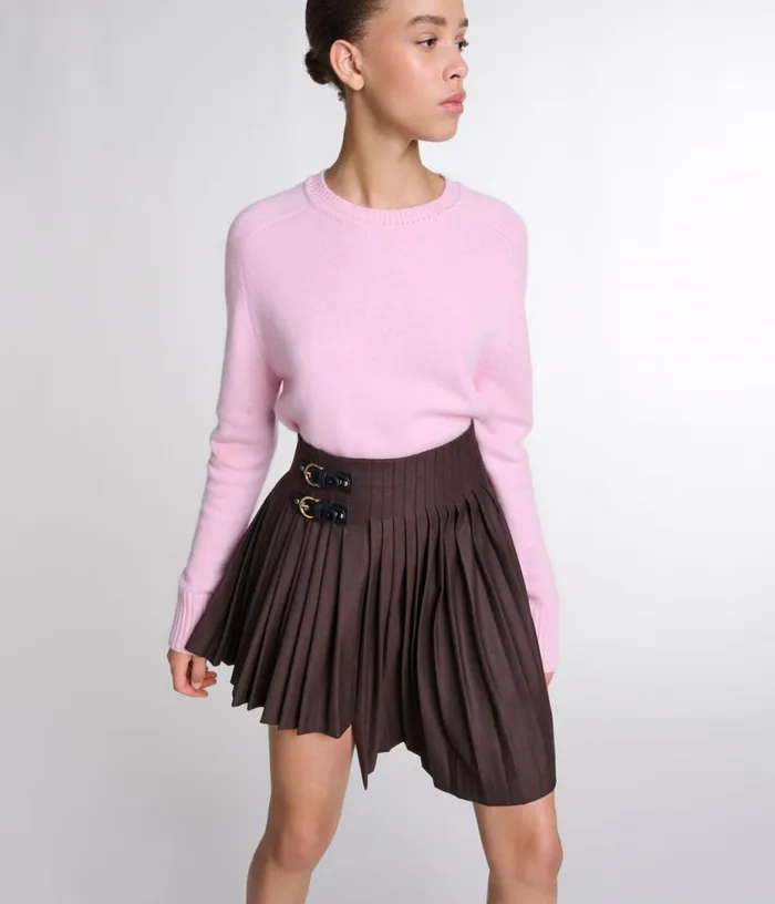 Maje Asymmetrical Pleated Short Skirt Women Skirts and Shorts
