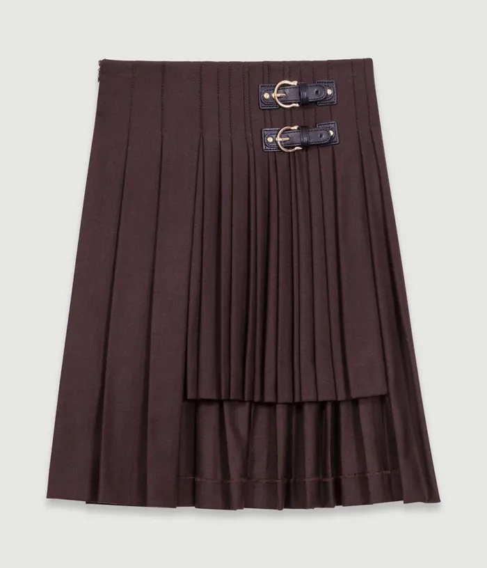 Maje Asymmetrical Pleated Short Skirt Women Skirts and Shorts