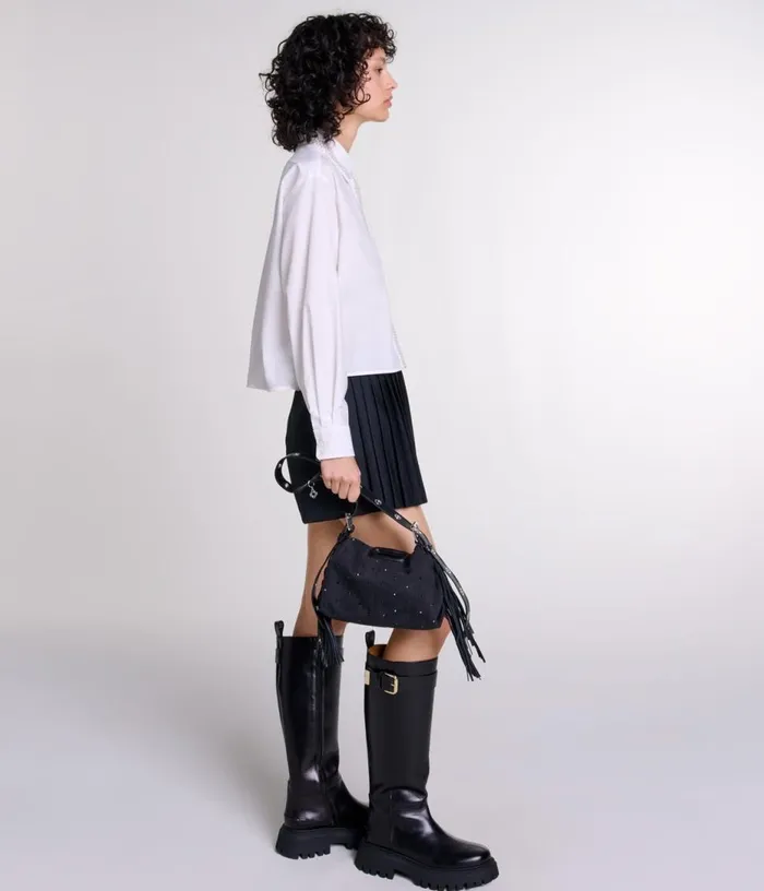 Maje Beaded Cropped Shirt Women Tops and Shirts