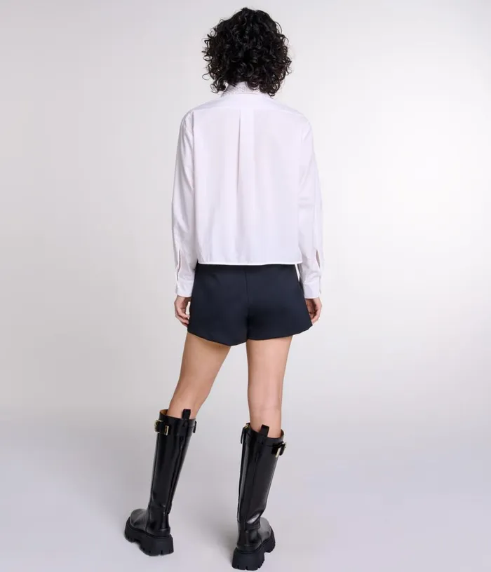 Maje Beaded Cropped Shirt Women Tops and Shirts