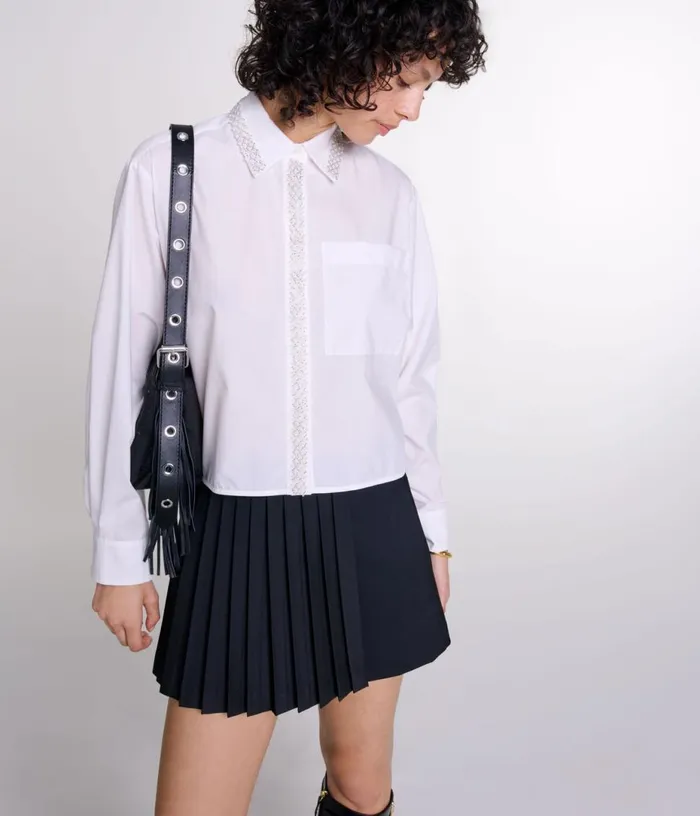 Maje Beaded Cropped Shirt Women Tops and Shirts