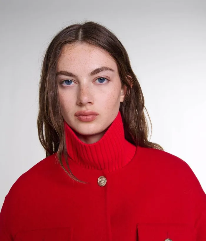 Maje Belted Doublefaced Jacket Women Coats