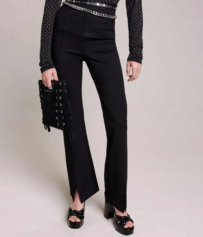 Maje Black Slimfit Trousers With Slits Women Pants and Jeans Maje Black Slimfit Trousers With Slits Women Pants and Jeans