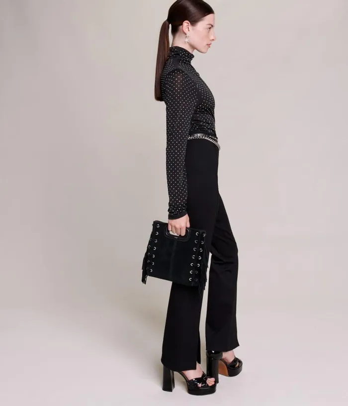 Maje Black Slimfit Trousers With Slits Women Pants and Jeans Maje Black Slimfit Trousers With Slits Women Pants and Jeans