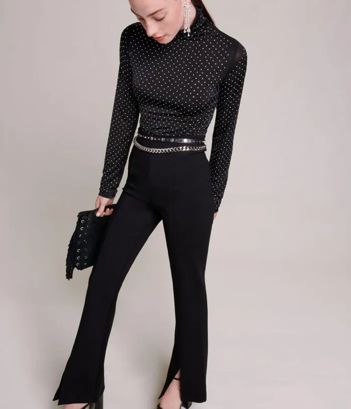 Maje Black Slimfit Trousers With Slits Women Pants and Jeans Maje Black Slimfit Trousers With Slits Women Pants and Jeans