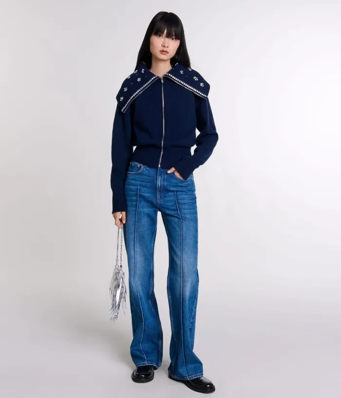 Maje Cardigan With Jewellery Neck Women Sweaters and Cardigans