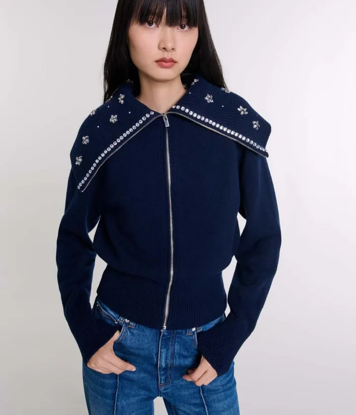 Maje Cardigan With Jewellery Neck Women Sweaters and Cardigans