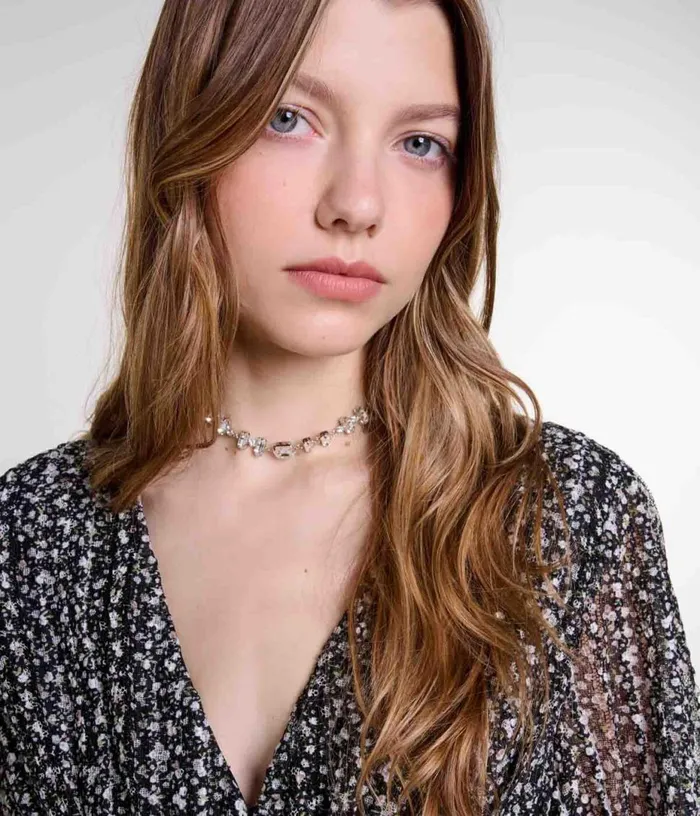 Maje Gold Rhinestone Choker Necklace Women Jewelry