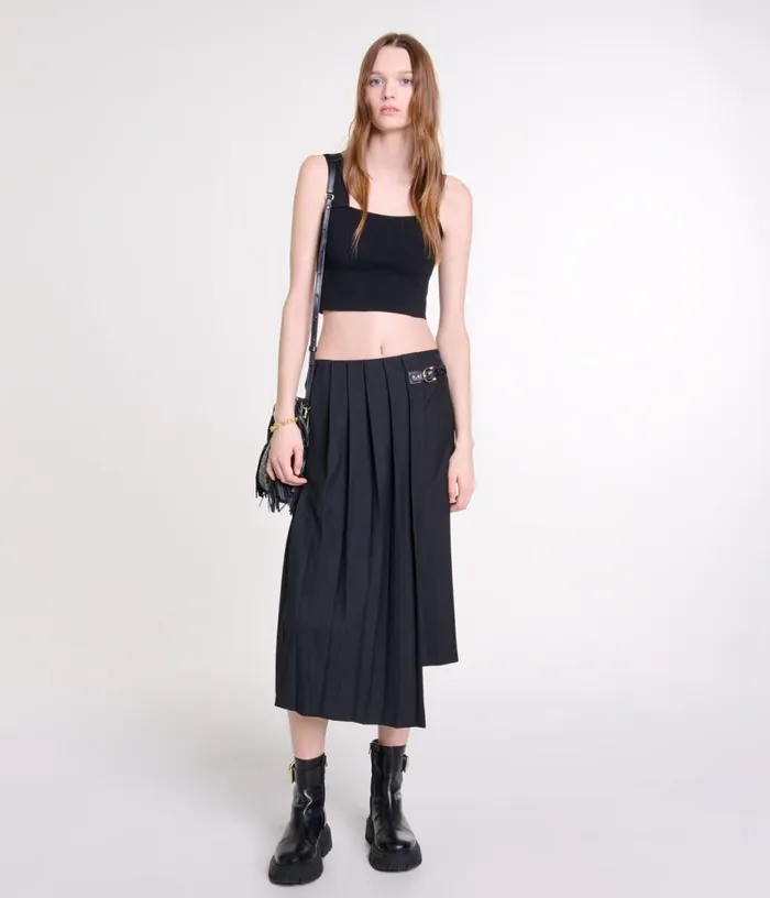 Maje Knitted Crop Top With Straps Women Tops and Shirts