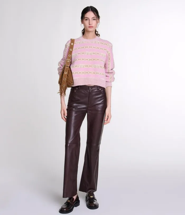 Maje Leather Trousers Women Pants and Jeans