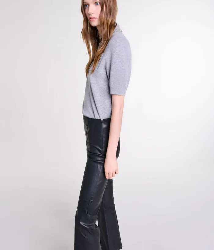 Maje Leather Trousers Women Pants and Jeans