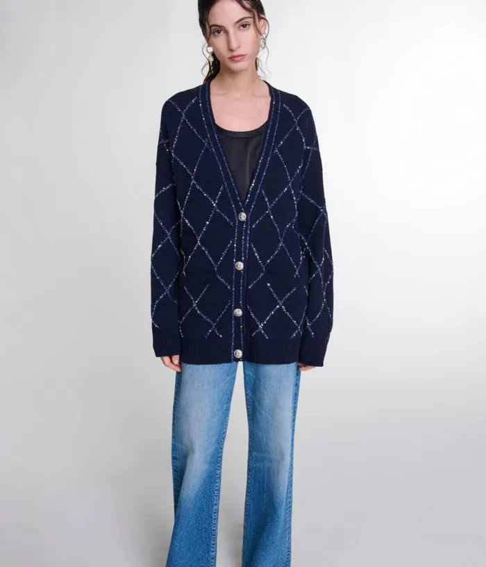 Maje Longline Wool Cardigan Women Sweaters and Cardigans