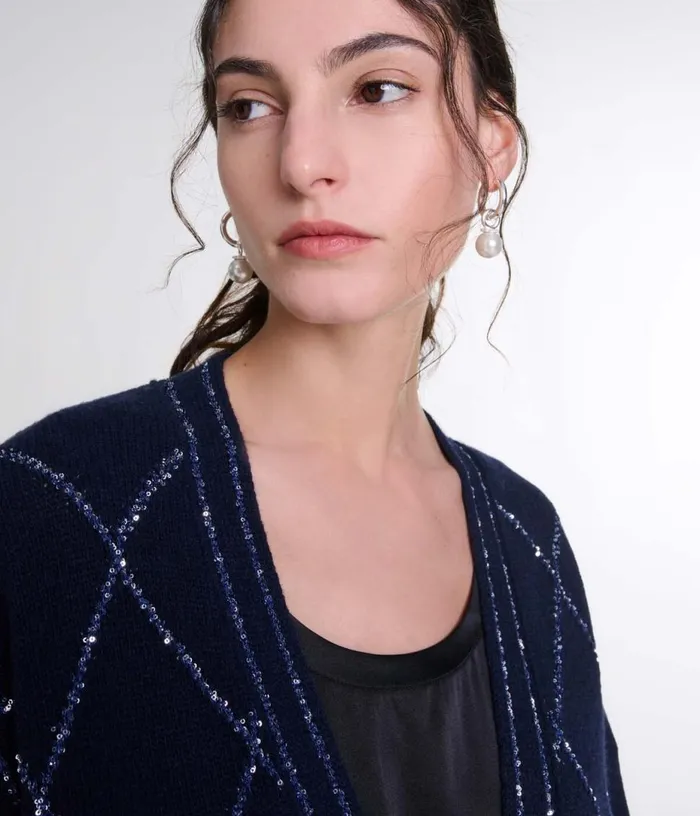 Maje Longline Wool Cardigan Women Sweaters and Cardigans