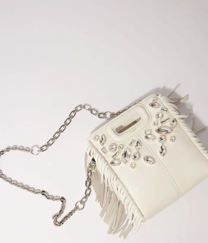 Maje M Mini Leather Bag With Diamanteacutes Women Mini Bags