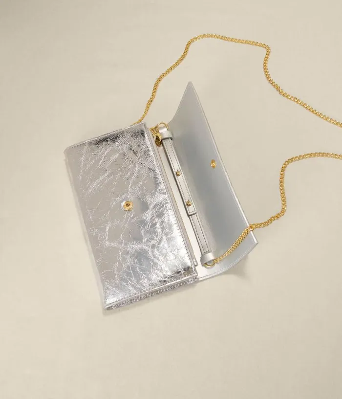 Maje Metallic Wallet Bag Women Small Leather Goods