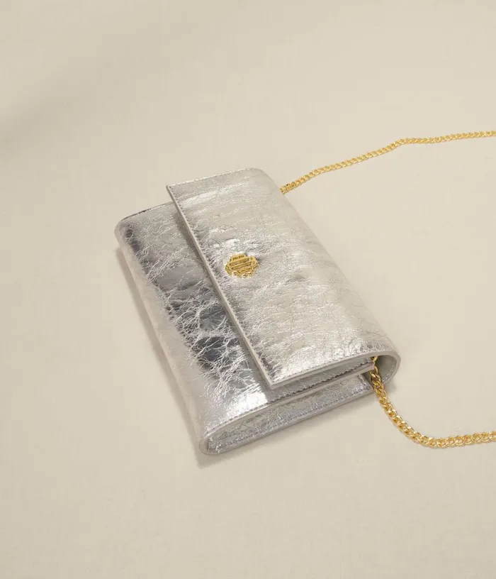 Maje Metallic Wallet Bag Women Small Leather Goods