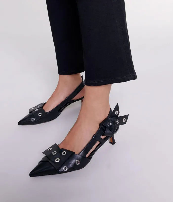 Maje Pointed Pumps With Bow Detail Women Kitten Heels