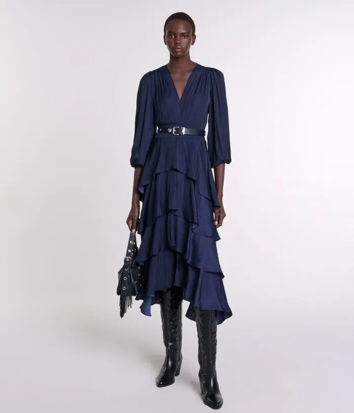 Maje Ruffled Maxi Dress Women Dresses