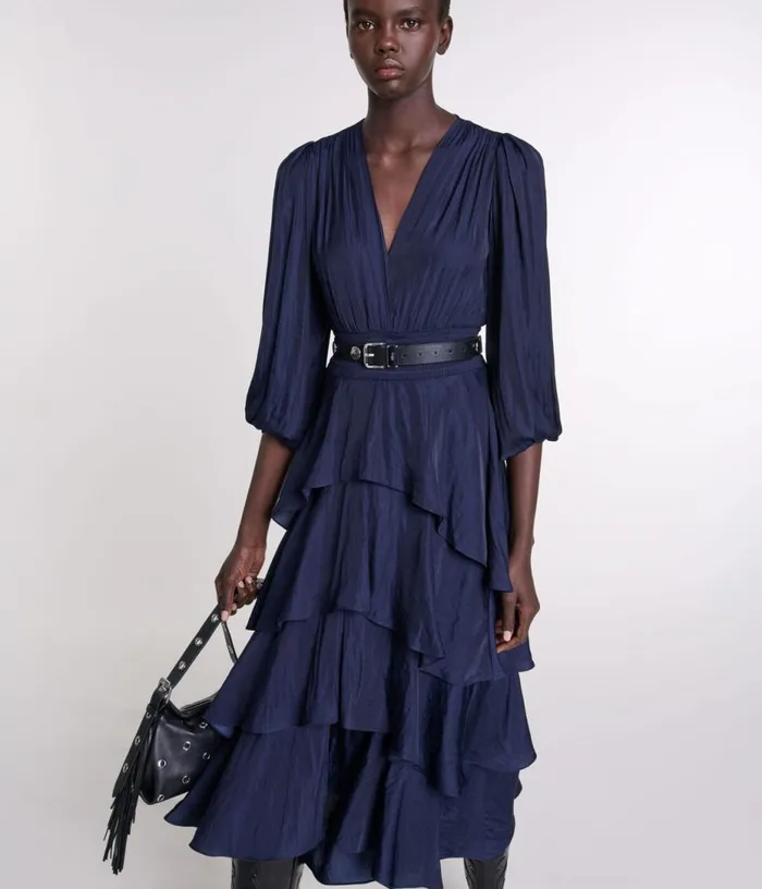 Maje Ruffled Maxi Dress Women Dresses
