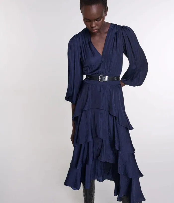 Maje Ruffled Maxi Dress Women Dresses