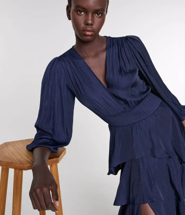 Maje Ruffled Maxi Dress Women Dresses
