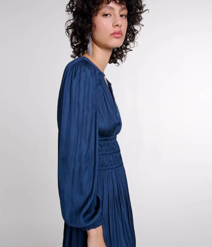 Maje Satin Dress With Ruffles Women Dresses