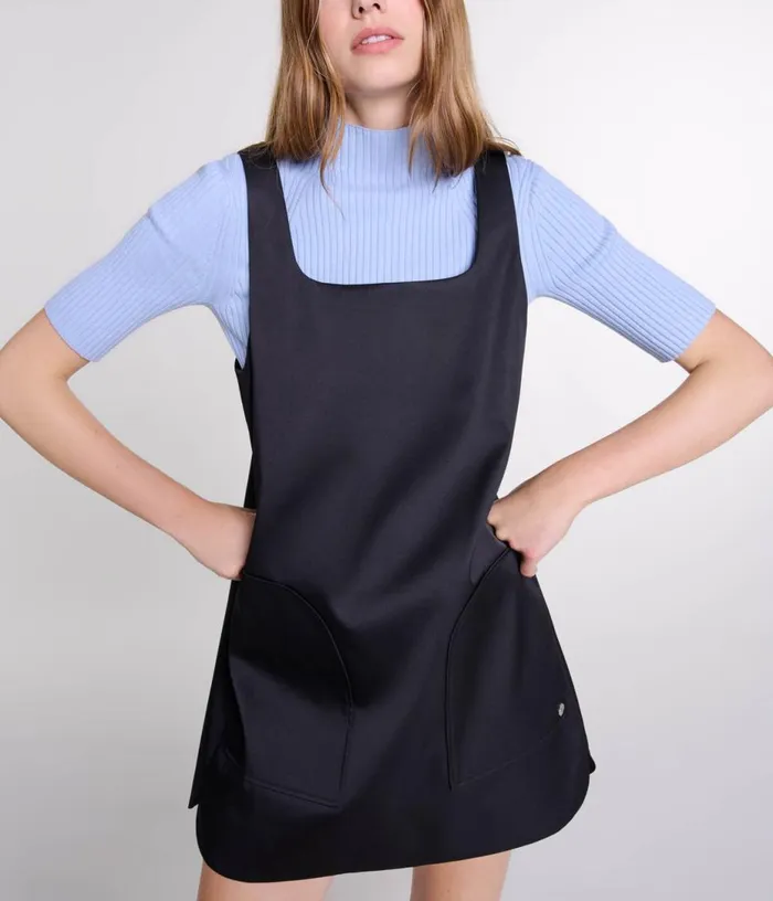 Maje Satin Pinafore Dress Women Dresses