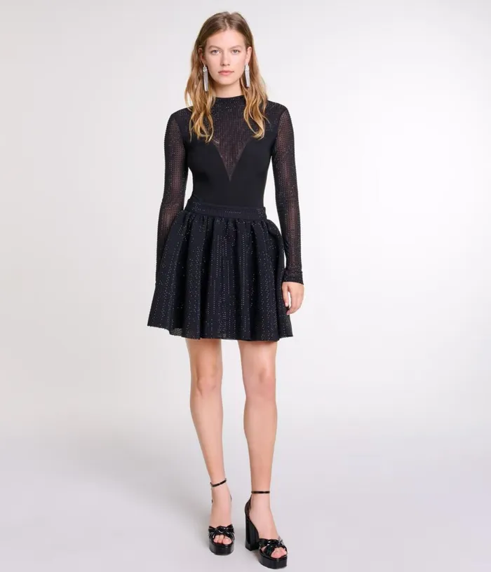 Maje Short Full Rhinestone Skirt Women Skirts and Shorts