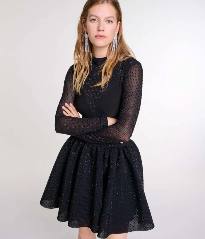 Maje Short Full Rhinestone Skirt Women Skirts and Shorts